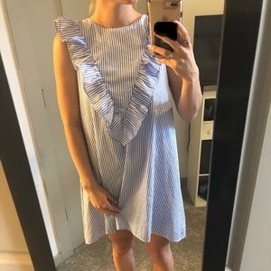 Blue and white Striped Ruffle Dress